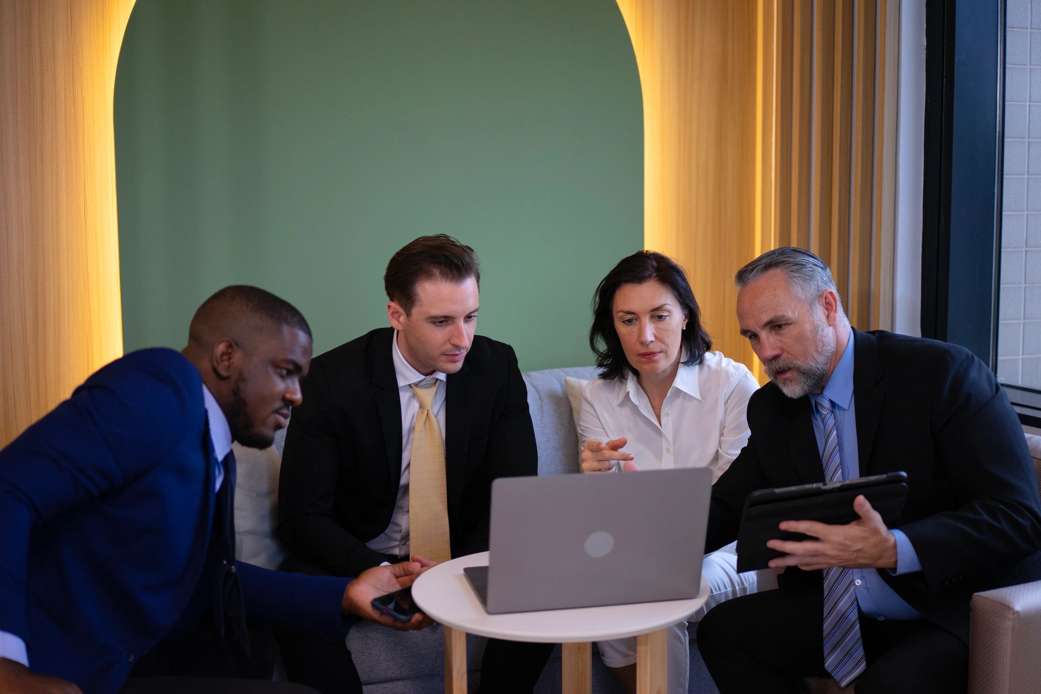 Enterprise technology team collaborating in a meeting room